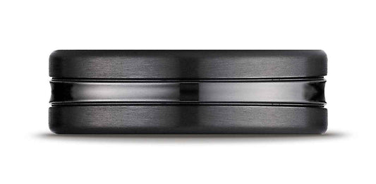 BENCHMARK Mens 7.5MM Black Titanium Wedding Band