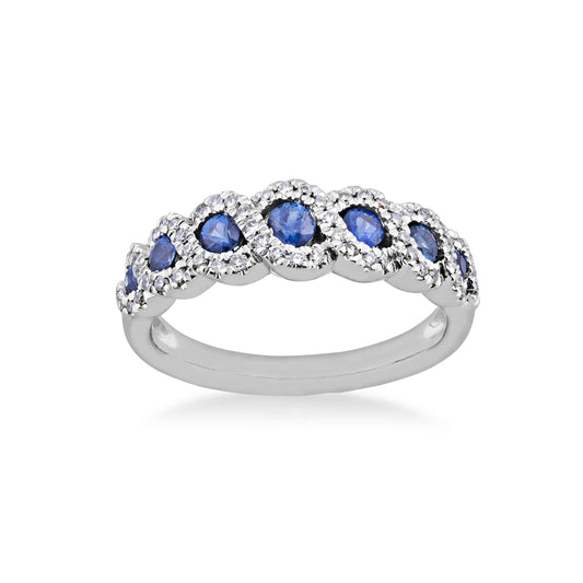 Sapphire and 1/5 ct. tw. Diamond Fashion Band in 10K White Gold
