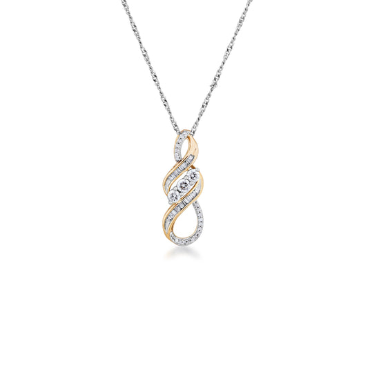 1/4 ct. tw. 3-Stone Diamond Fashion Pendant with Twist Design 10K Yellow Gold