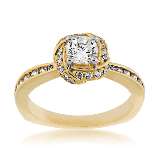 Valina 1/4 ct. tw. Diamond Knot Halo with Channel-Set Band Semi-Mount Engagement Ring in 14K Yellow Gold