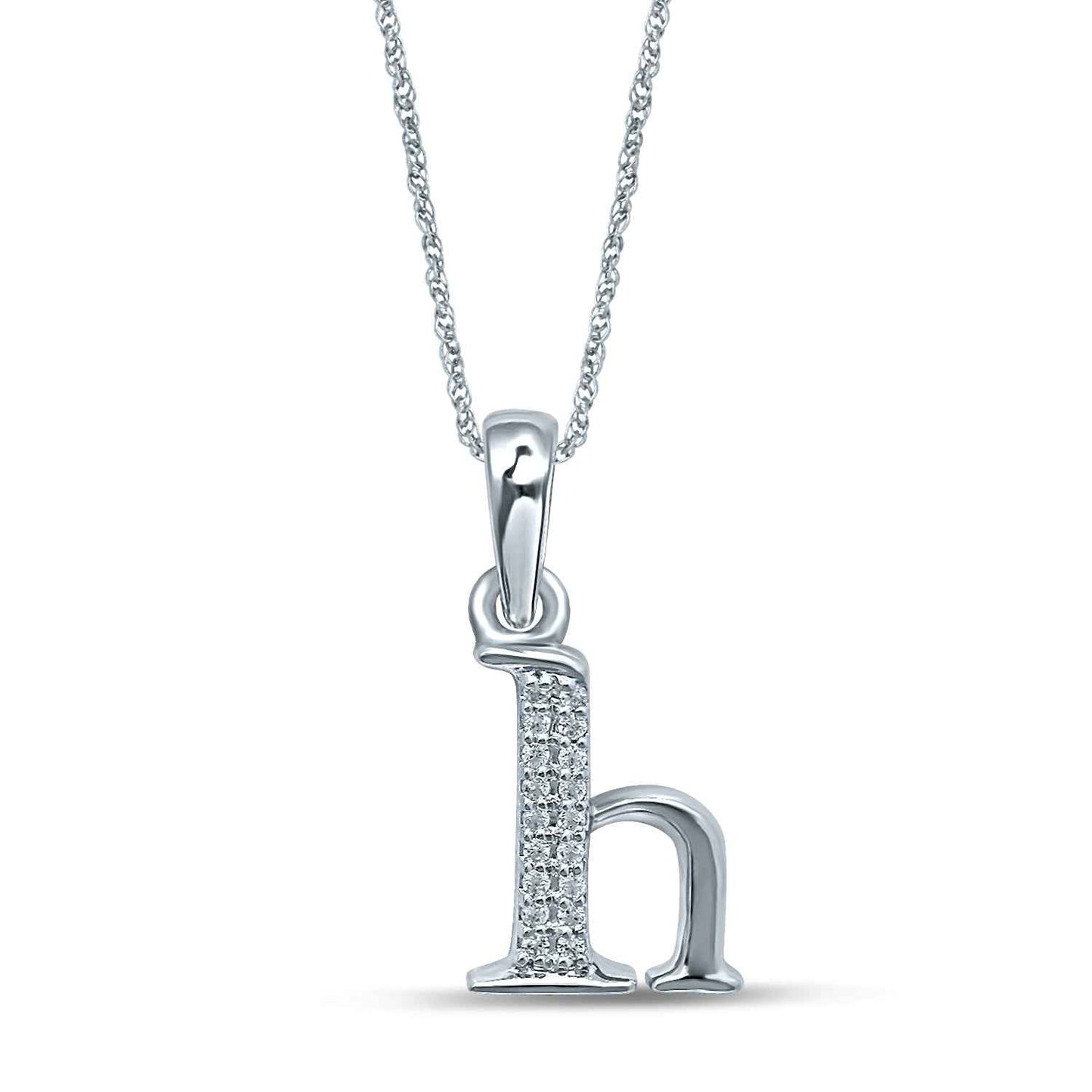 .03 ct. tw. Diamond Initial 'H' Pendant in 10K White Gold