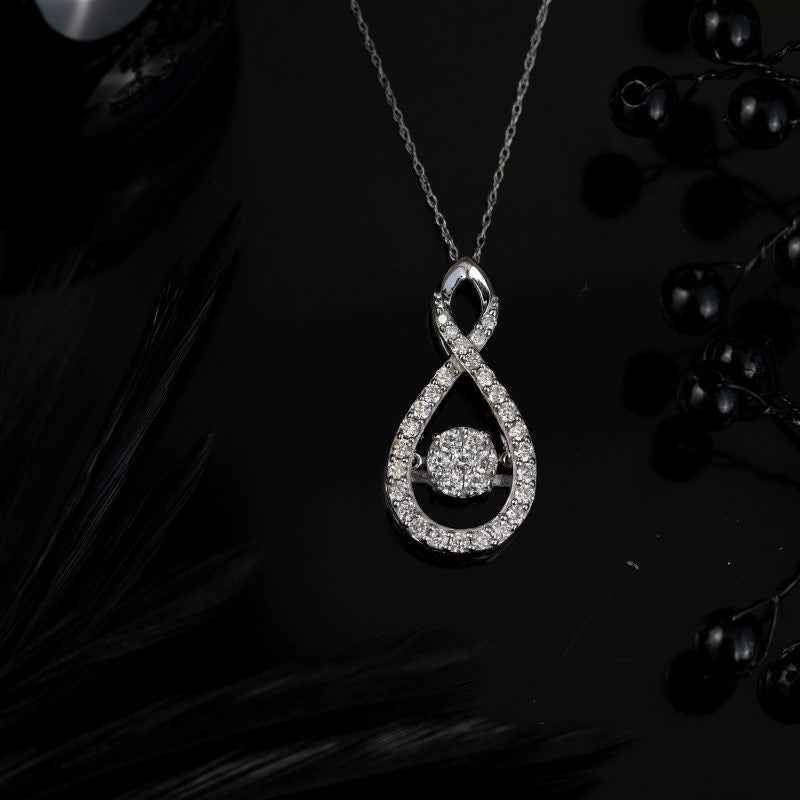 5/8 ct. tw. Twinkling Cluster Diamond Fashion Pendant in 10K White Gold front view
