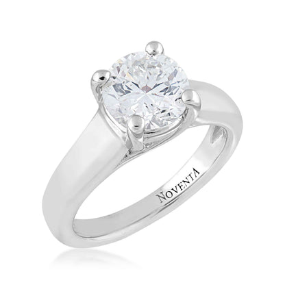 Noventa 2 ct. tw. Round Diamond Solitaire Engagement Ring in 14K White Gold front view