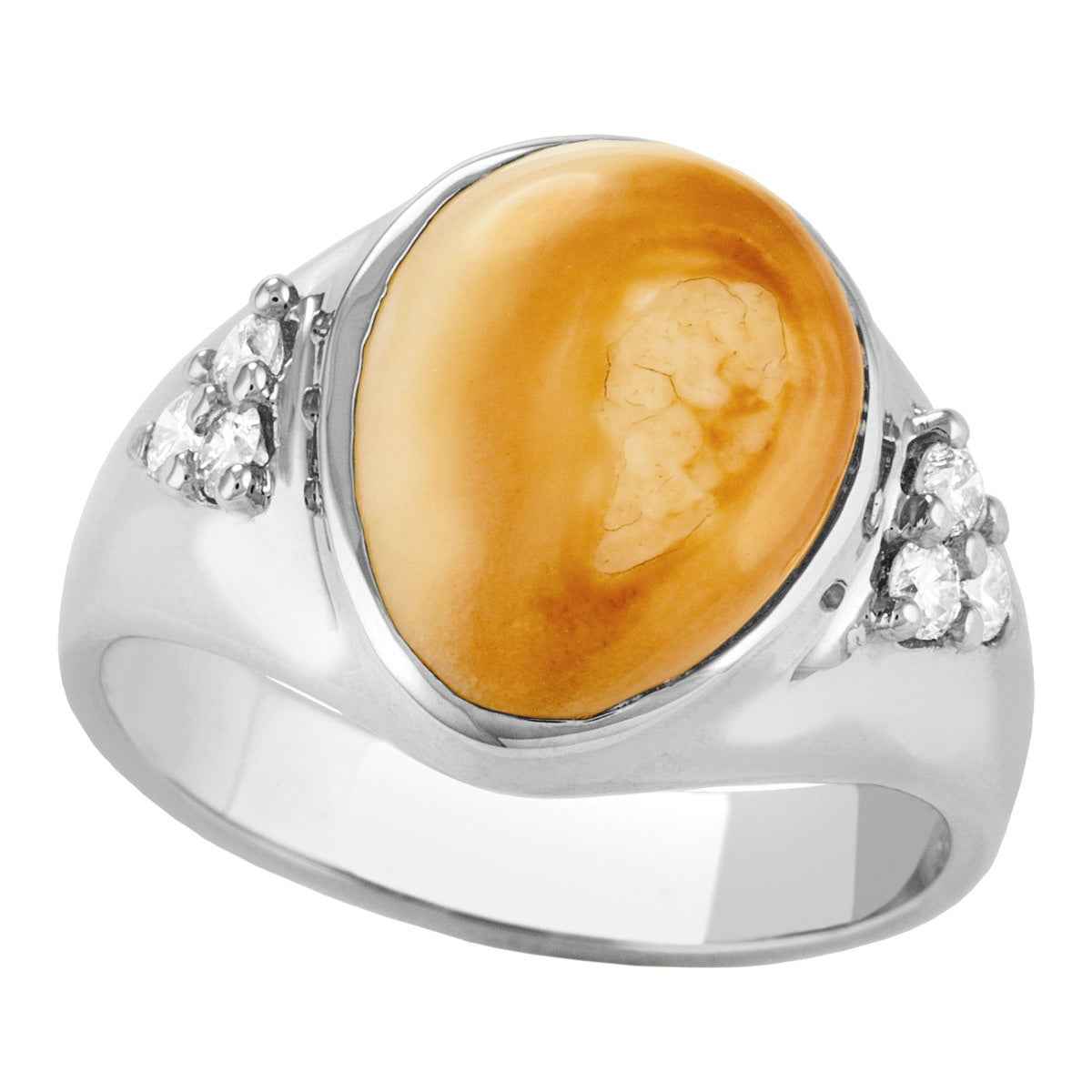 Men's Elk Ivory Ring in Sterling Silver - Flathead