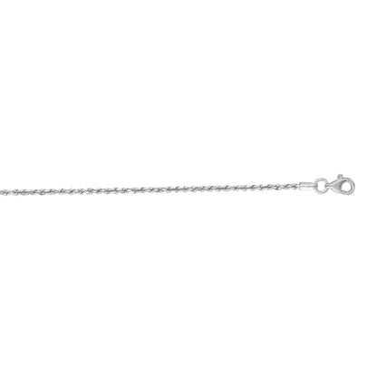 1.5mm 20-inch Solid Diamond Cut Rope Chain 14K White Gold front view