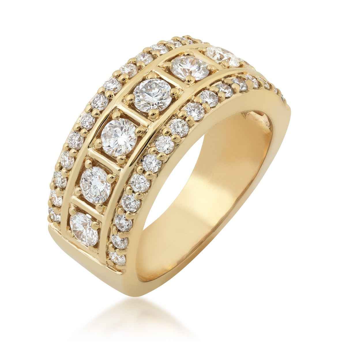 Adamante 1-1/2 ct. tw. Lab-Grown Diamond Multi-Row Anniversary Ring in 14K Yellow Gold front view