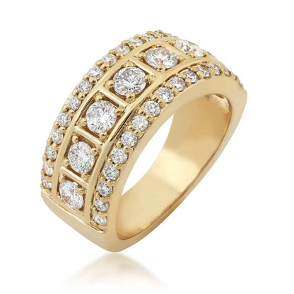 Adamante 1-1/2 ct. tw. Lab-Grown Diamond Multi-Row Anniversary Ring in 14K Yellow Gold front view