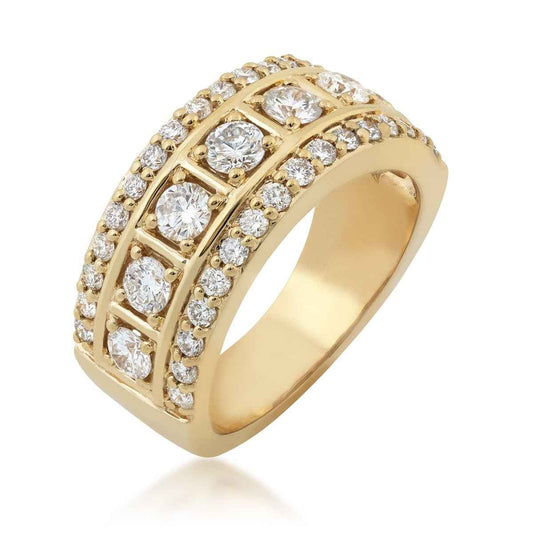 Adamante 1-1/2 ct. tw. Lab-Grown Diamond Multi-Row Anniversary Ring in 14K Yellow Gold front view