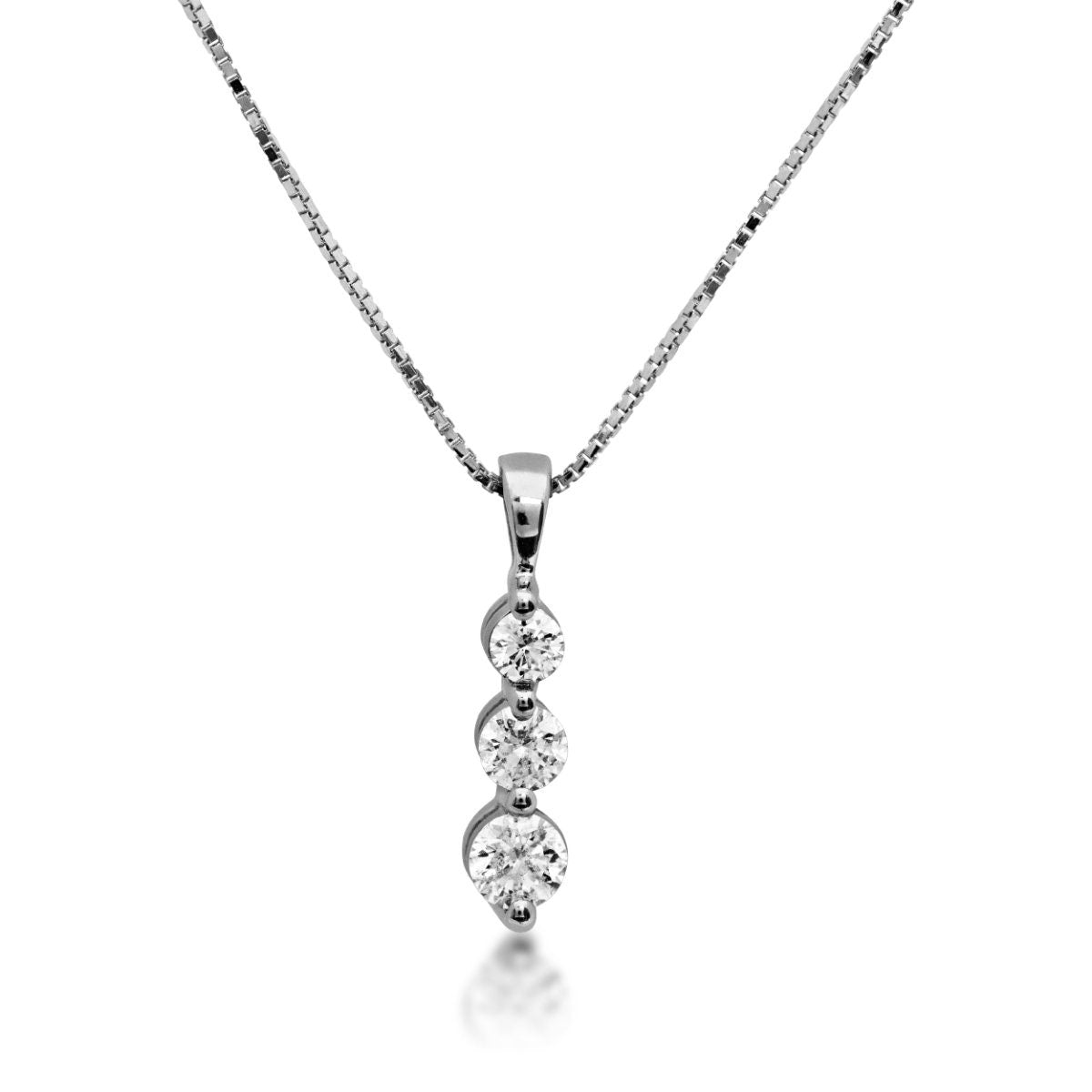 3-Stone 1 ct. tw. Diamond Pendant in 14K White Gold