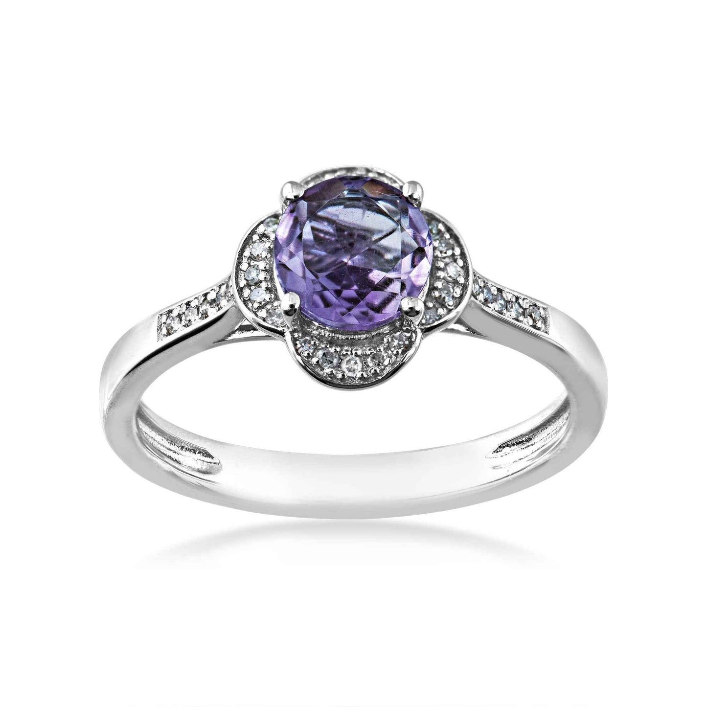 Brazilian Amethyst and 1/10 ct. tw Diamond Ring in Sterling Silver