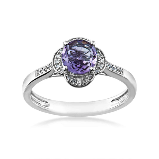 Brazilian Amethyst and 1/10 ct. tw Diamond Ring in Sterling Silver