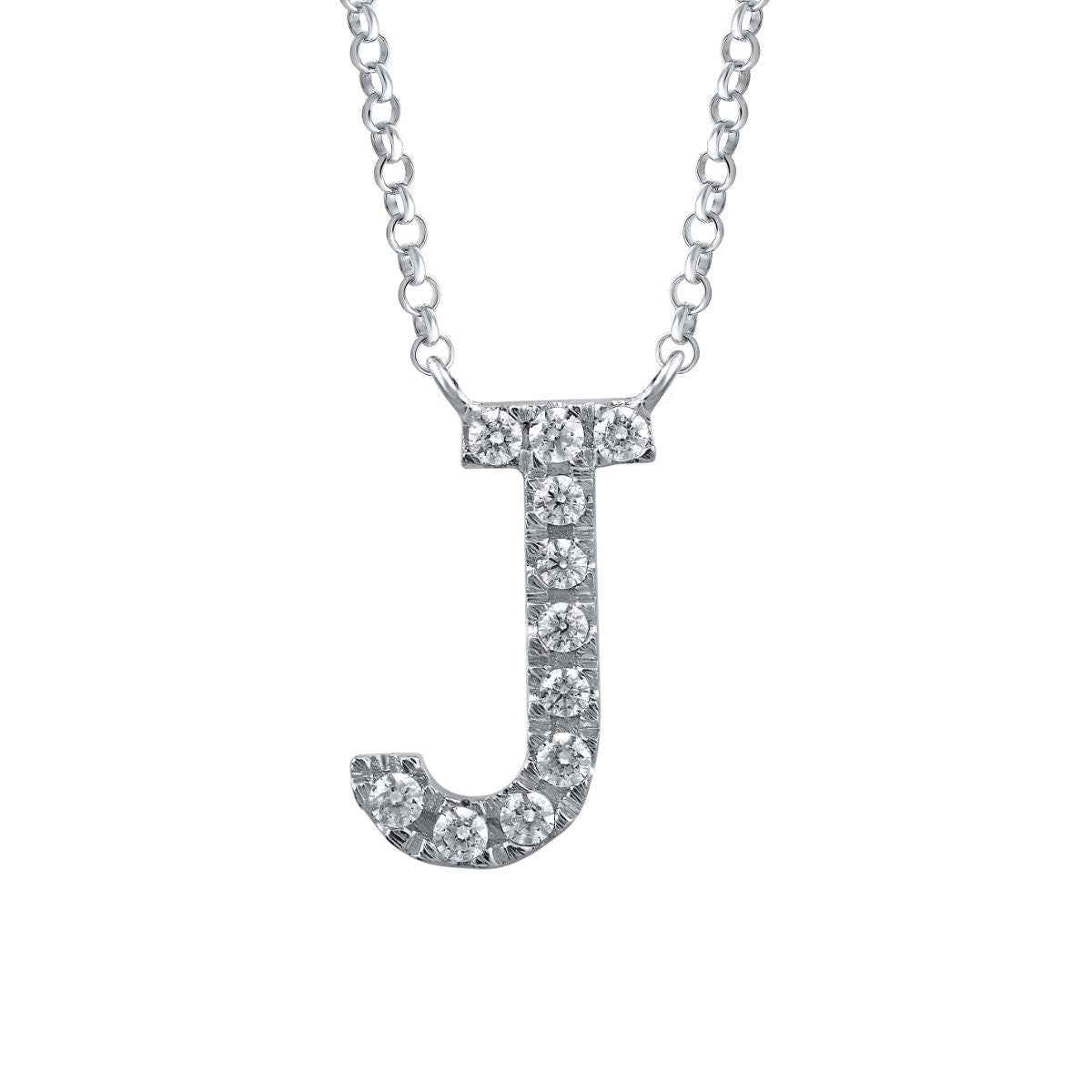 1/10 ct. tw. Diamond Letter J 10mm Pendant in 10K White Gold
