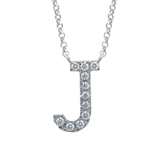 1/10 ct. tw. Diamond Letter J 10mm Pendant in 10K White Gold