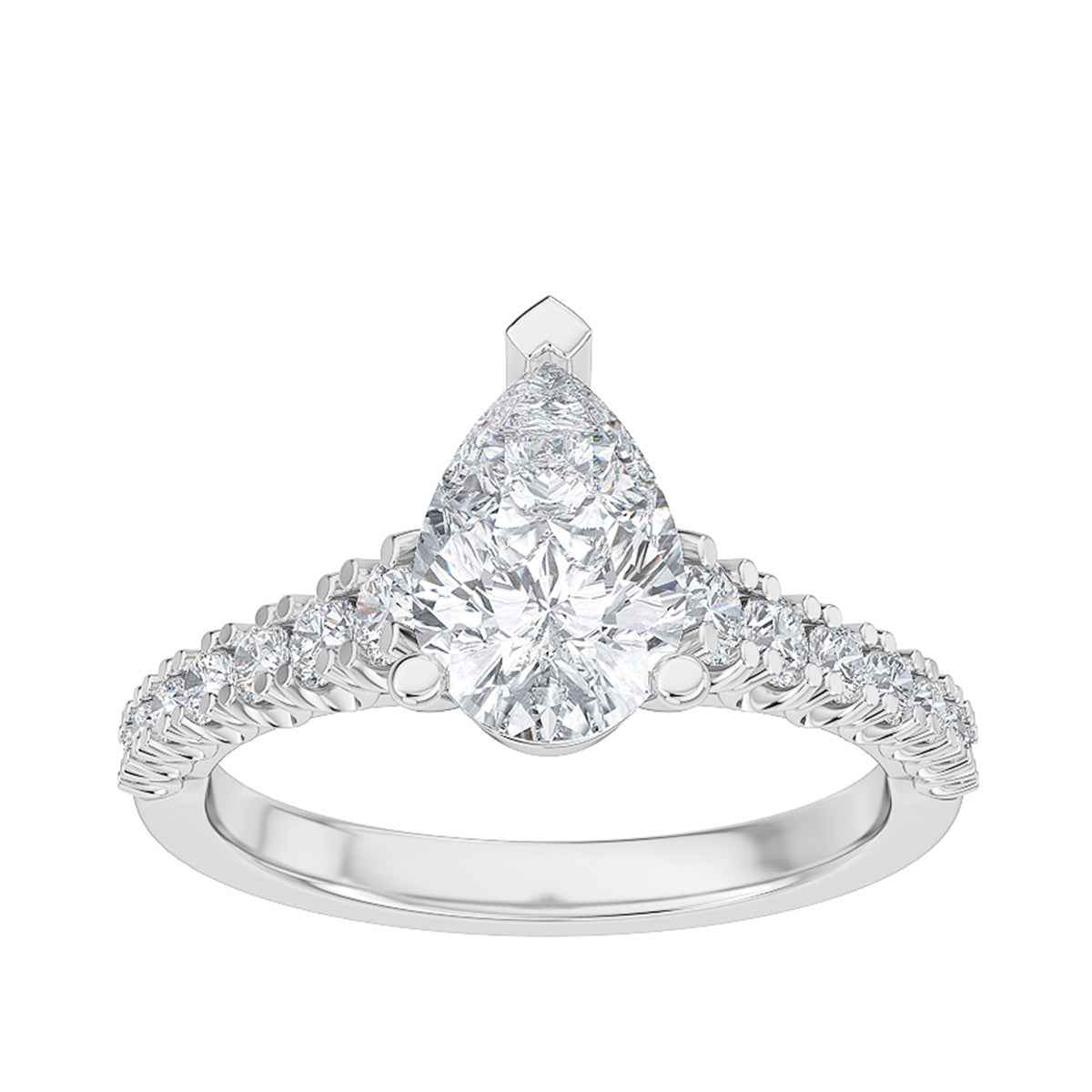 Adamante 2 ct. tw. Lab-Grown Pear Diamond Engagement Ring with Diamond Band in 14K White Gold