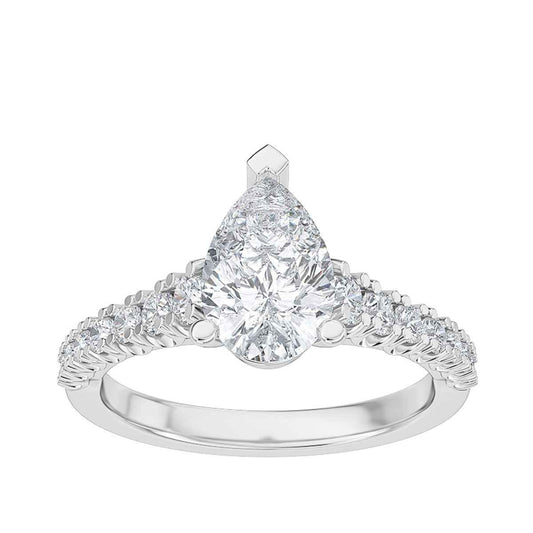 Adamante 2 ct. tw. Lab-Grown Pear Diamond Engagement Ring with Diamond Band in 14K White Gold