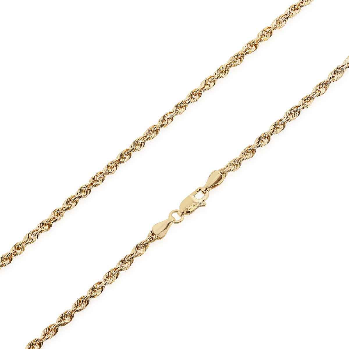 4.9mm 24-inch Solid Diamond Cut Rope Chain in 10K Yellow Gold front view