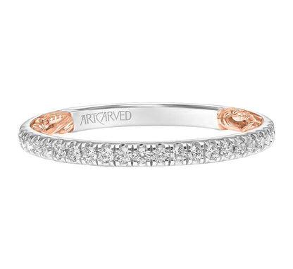 ArtCarved Lyric 1/4 ct. tw. Classic Diamond Wedding Band in 14K Pink and White Gold