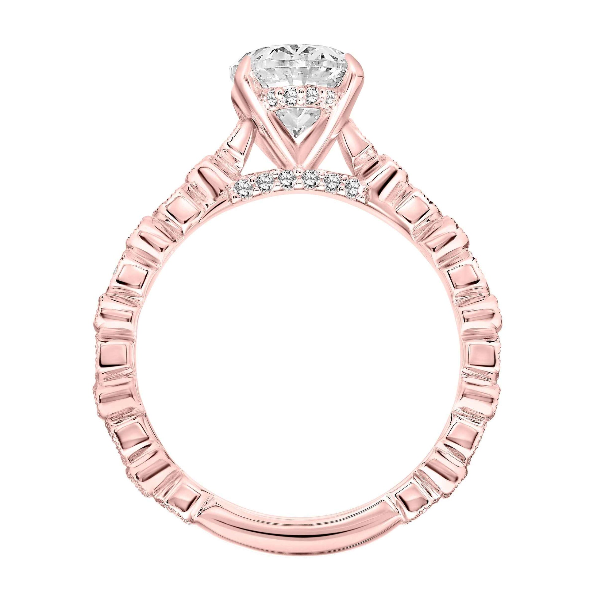 ArtCarved Vintage 1/5 ct. tw. Diamond Filigree Oval Semi-Mount Engagement Ring in 14K Pink Gold close-up detail