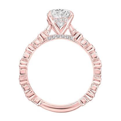 ArtCarved Vintage 1/5 ct. tw. Diamond Filigree Oval Semi-Mount Engagement Ring in 14K Pink Gold close-up detail