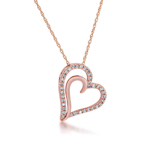 1/5 ct. tw. Diamond Double-Heart Pendant in 10K Pink Gold