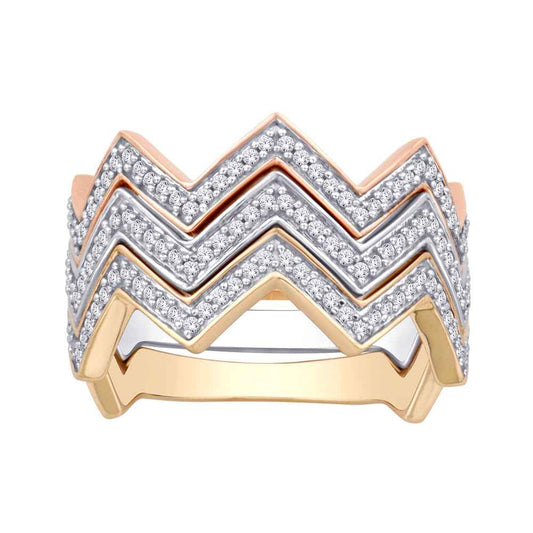 Three Piece Chevron Stackable Rings in 10K Tri-Tone Gold