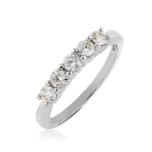 1/2 ct. tw. Round Brilliant Diamond 5-Stone Anniversary Ring in 14K White Gold front view