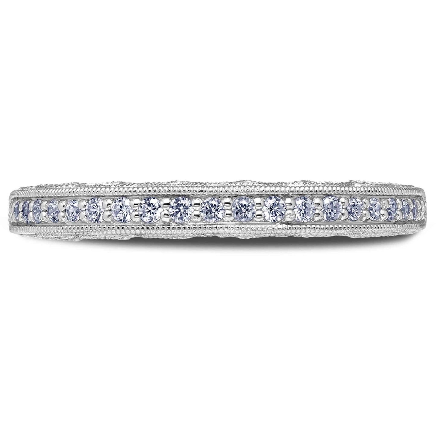 Scott Kay Heaven's Gate 1/4 ct. tw. Diamond Wedding Band with Front & Back Diamond and Milgrain Design in 14K front view