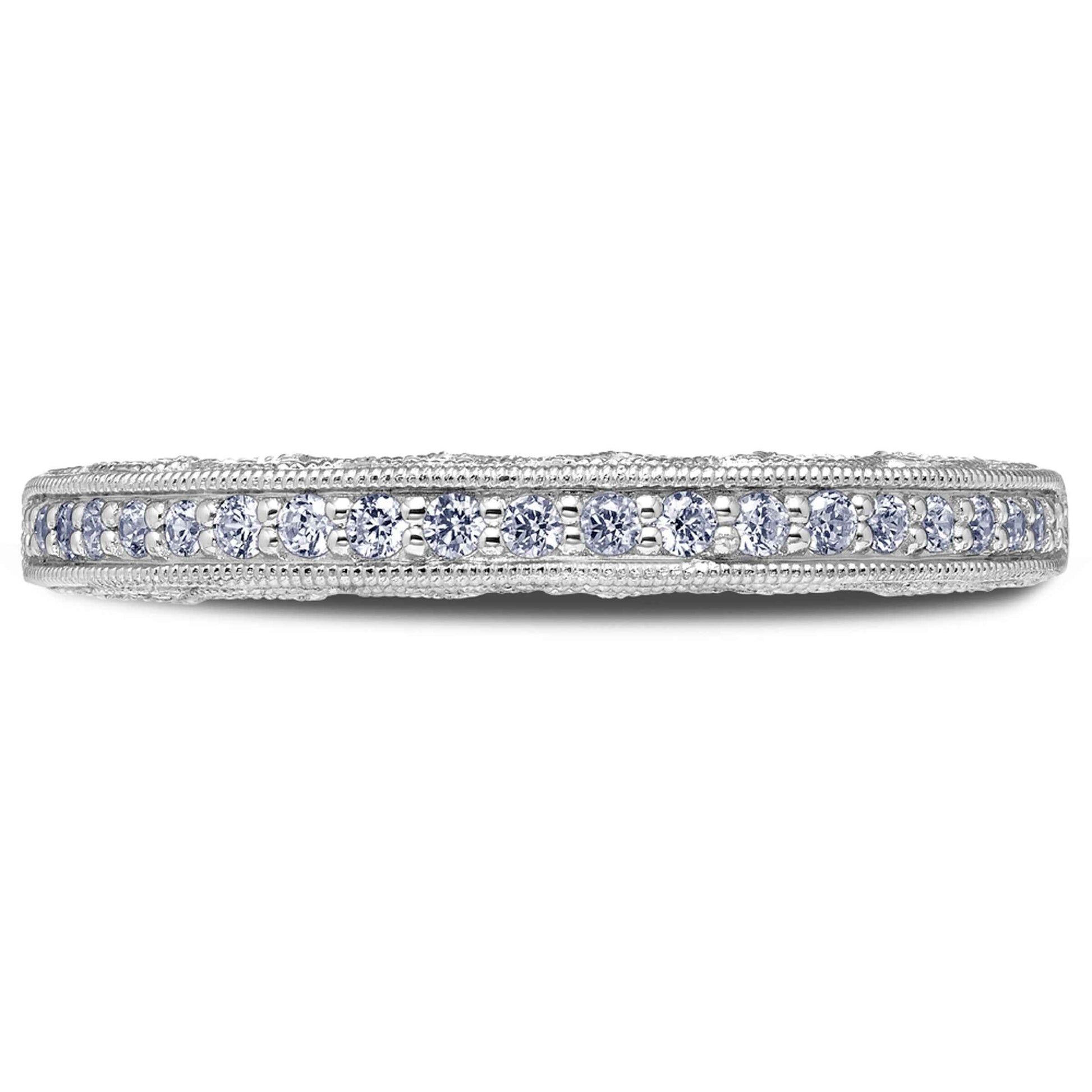 Scott Kay Heaven's Gate 1/4 ct. tw. Diamond Wedding Band with Front & Back Diamond and Milgrain Design in 14K front view