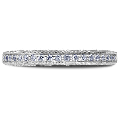 Scott Kay Heaven's Gate 1/4 ct. tw. Diamond Wedding Band with Front & Back Diamond and Milgrain Design in 14K front view