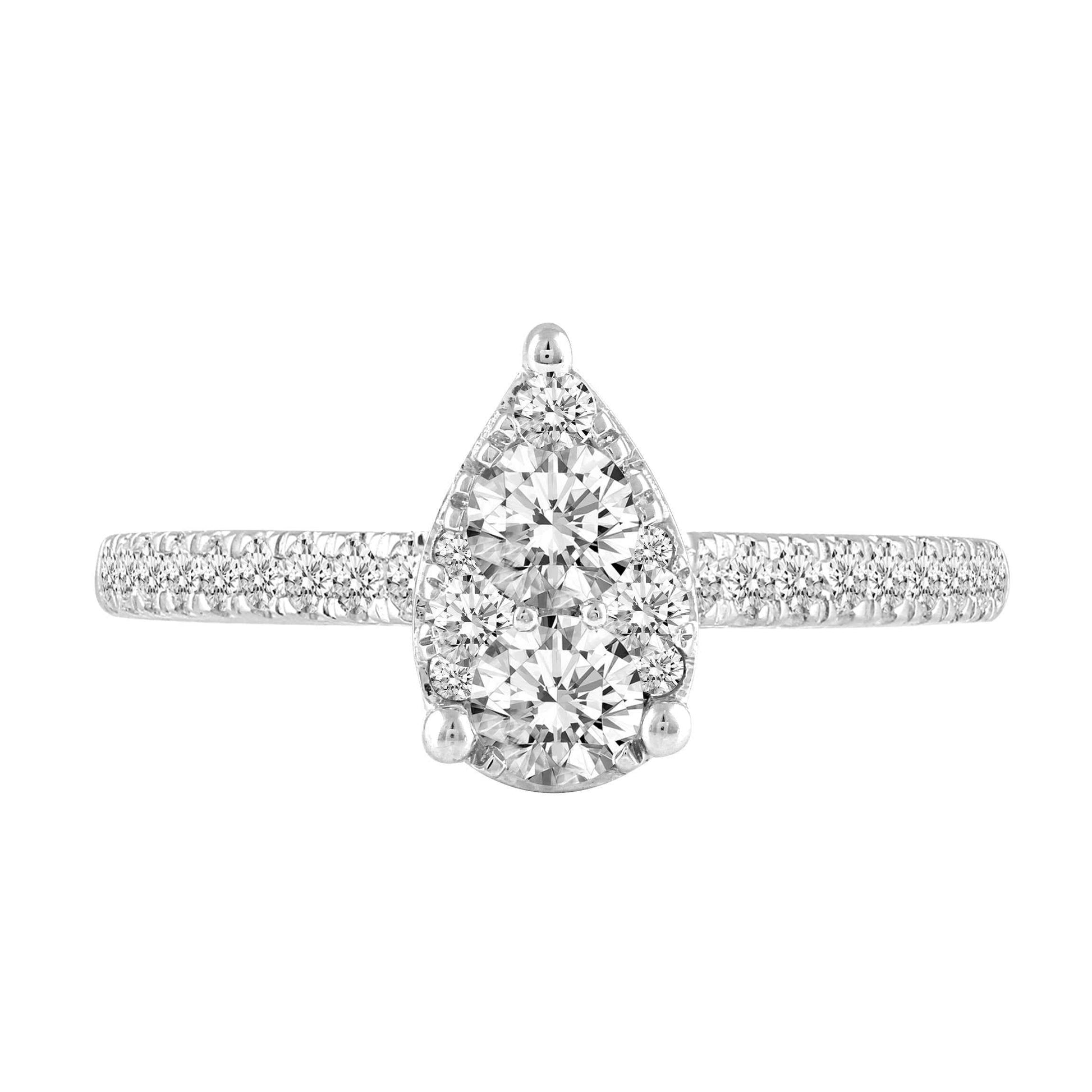 Fairytale Diamonds 3/4 ct. tw. Pear-Shaped Composite Engagement Ring in 10K White Gold front view