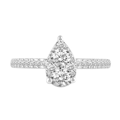 Fairytale Diamonds 3/4 ct. tw. Pear-Shaped Composite Engagement Ring in 10K White Gold front view