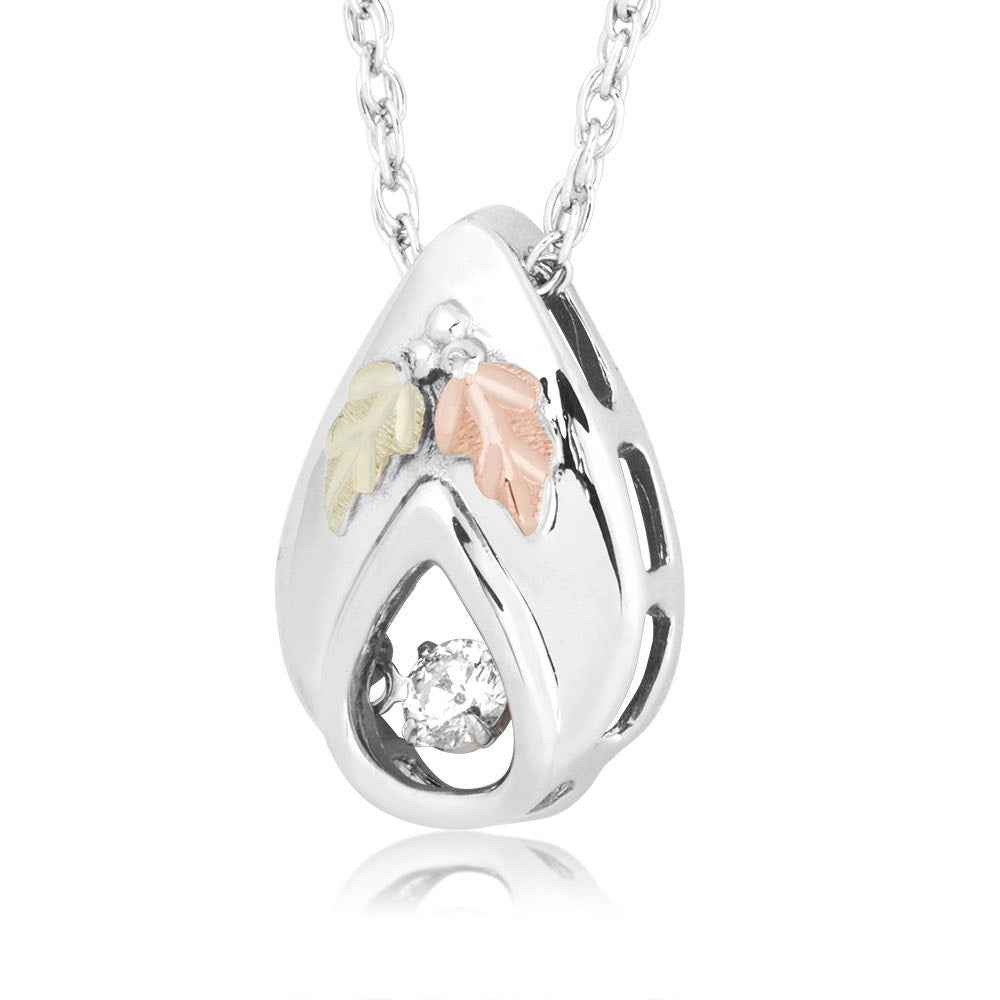 Black Hills Gold Ladies' 1/10 ct. tw. Diamond Teardrop Pendant in Sterling Silver