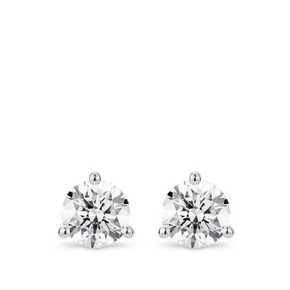 Lightbox 2 ct. tw. Lab-Grown Round Diamond Solitaire Earrings in 14K White Gold