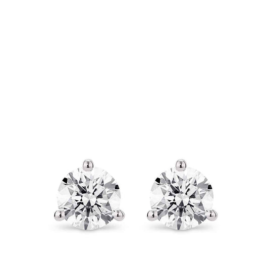 Lightbox 2 ct. tw. Lab-Grown Round Diamond Solitaire Earrings in 14K White Gold