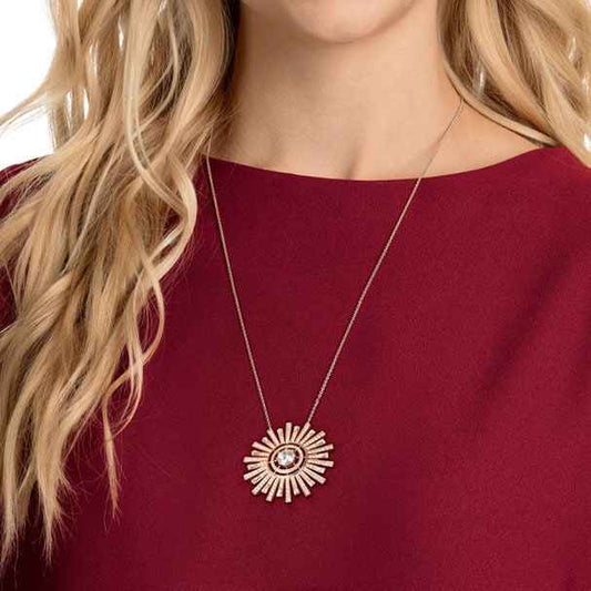 Swarovski Sunshine Collection White Crystal Necklace in Rose Plating front view