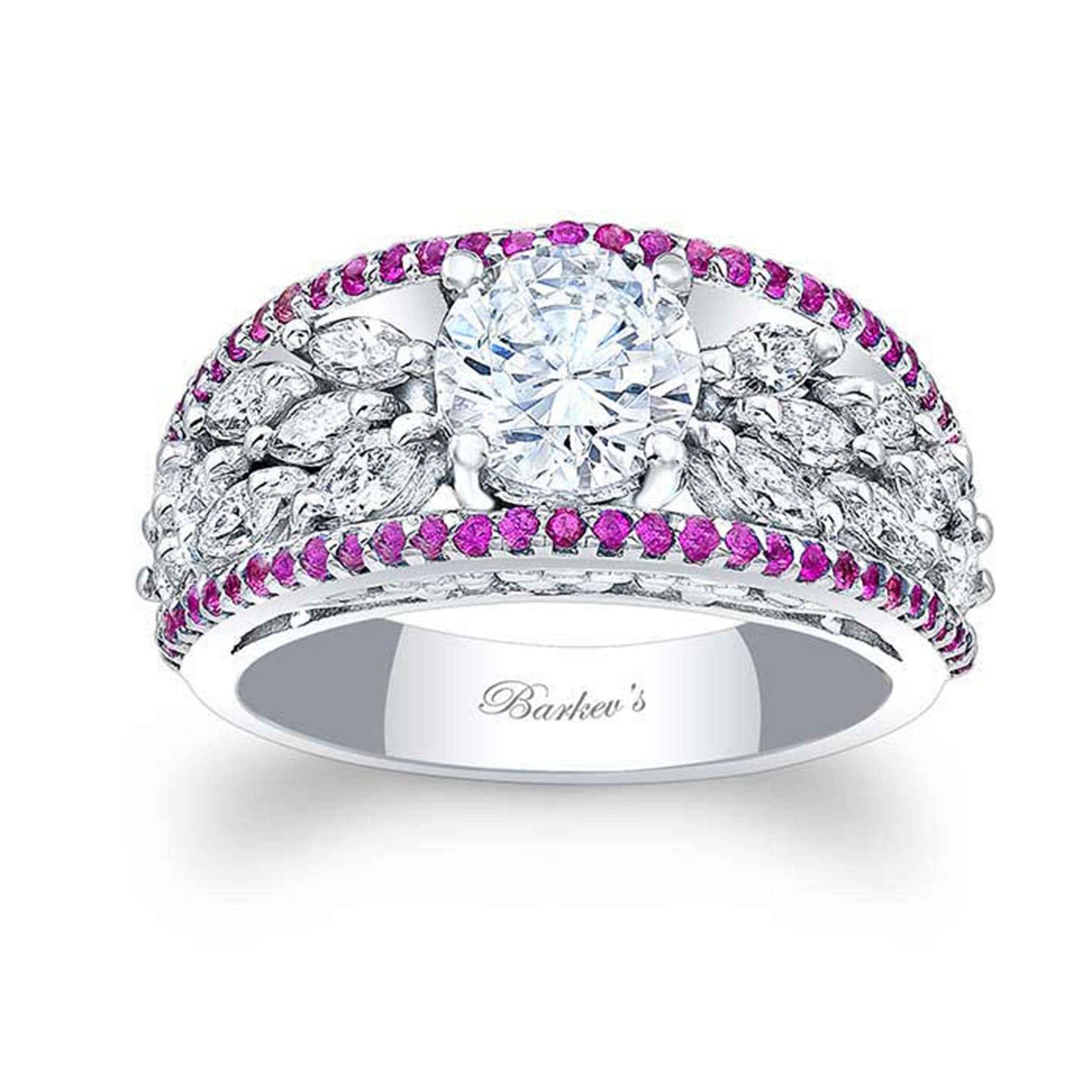 Barkev's 3/4 ct. tw. Diamond and Pink Sapphire Semi-Mount Engagement Ring in 14K White Gold