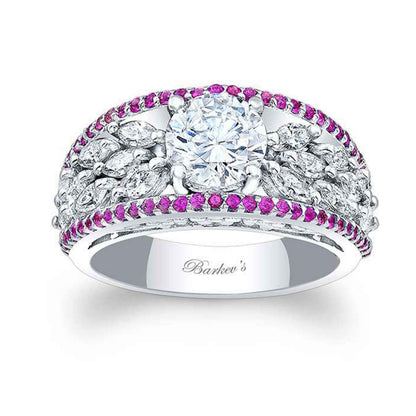Barkev's 3/4 ct. tw. Diamond and Pink Sapphire Semi-Mount Engagement Ring in 14K White Gold