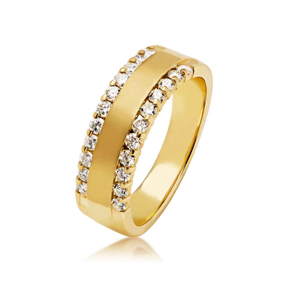 1/2 ct. tw. Round Diamond Railroad Anniversary Band in 14K Yellow Gold front view