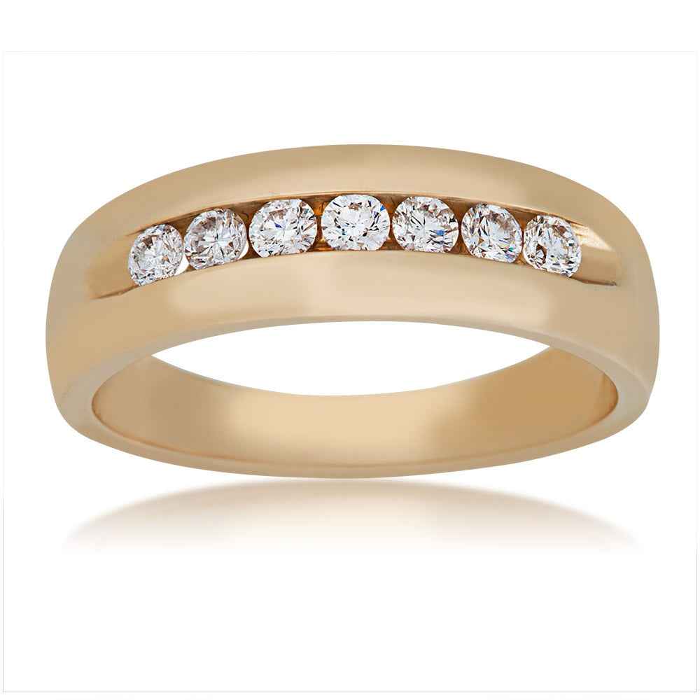 Men's 1/2 ct. tw. Round Brilliant Classic Diamond Wedding Band in a Polished 10K Yellow Gold front view