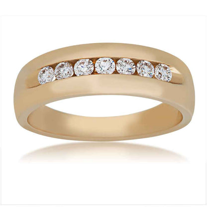 Men's 1/2 ct. tw. Round Brilliant Classic Diamond Wedding Band in a Polished 10K Yellow Gold front view