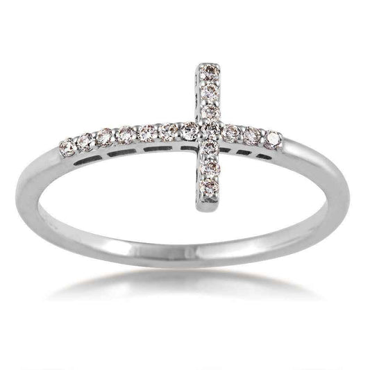 1/8 ct. tw. Round Diamond Cross Ring in 10K White Gold