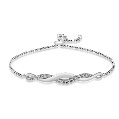 Created White Sapphire Twist Bolo Bracelet in Sterling Silver