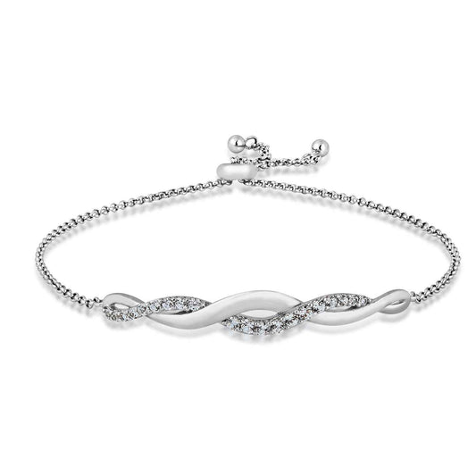 Created White Sapphire Twist Bolo Bracelet in Sterling Silver