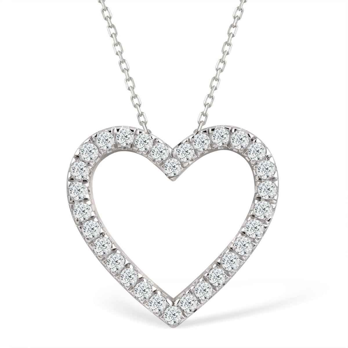 Adamante 1 ct. tw. Round Brilliant Lab-Grown Diamond Heart Pendant in 10K White Gold