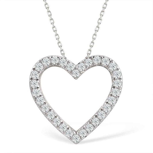 Adamante 1 ct. tw. Round Brilliant Lab-Grown Diamond Heart Pendant in 10K White Gold