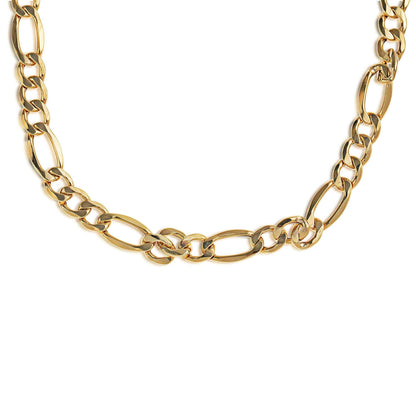 9.4mm 22-inch Figaro Chain Necklace in 10K Yellow Gold close-up detail
