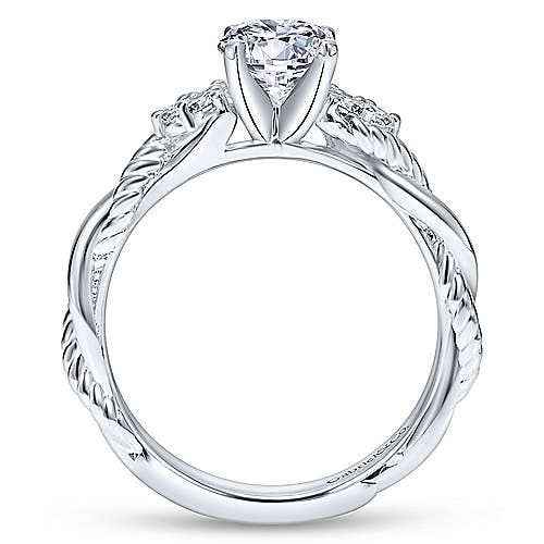 Gabriel & Co. 1/8 ct. tw. Twist Diamond Semi-Mount Engagement Ring in 14K White Gold close-up detail