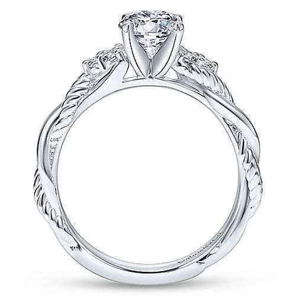 Gabriel & Co. 1/8 ct. tw. Twist Diamond Semi-Mount Engagement Ring in 14K White Gold close-up detail