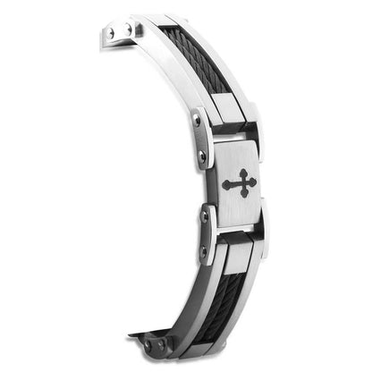 Mens Stainless Steel Cross Bracelet