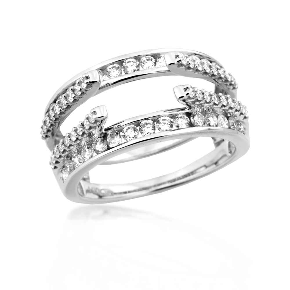 1 ct. tw. Round Open Channel-Set & Pave Diamond Wedding Ring Enhancer in 14K White Gold front view